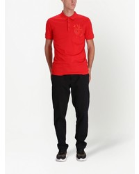 rotes besticktes Polohemd von BOSS