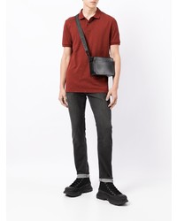 rotes besticktes Polohemd von Emporio Armani