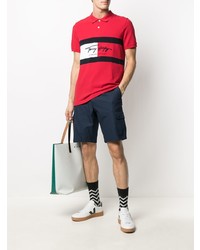 rotes besticktes Polohemd von Tommy Hilfiger