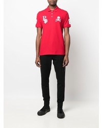 rotes besticktes Polohemd von Philipp Plein