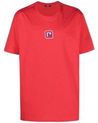 rotes besticktes T-Shirt mit einem Rundhalsausschnitt von Balmain