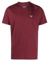 rotes besticktes T-Shirt mit einem Rundhalsausschnitt von Barbour