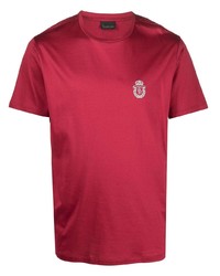 rotes besticktes T-Shirt mit einem Rundhalsausschnitt von Billionaire