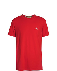 rotes besticktes T-Shirt mit einem Rundhalsausschnitt von Burberry