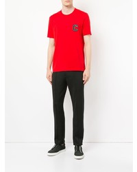 rotes besticktes T-Shirt mit einem Rundhalsausschnitt von CK Calvin Klein