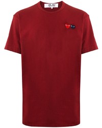 rotes besticktes T-Shirt mit einem Rundhalsausschnitt von Comme Des Garcons Play