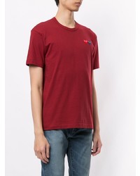 rotes besticktes T-Shirt mit einem Rundhalsausschnitt von Comme Des Garcons Play