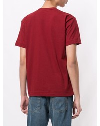 rotes besticktes T-Shirt mit einem Rundhalsausschnitt von Comme Des Garcons Play