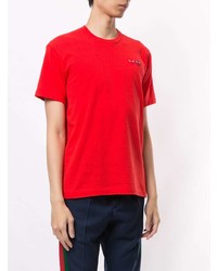 rotes besticktes T-Shirt mit einem Rundhalsausschnitt von Comme Des Garcons Play