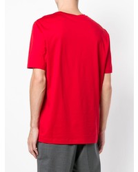 rotes besticktes T-Shirt mit einem Rundhalsausschnitt von Salvatore Ferragamo