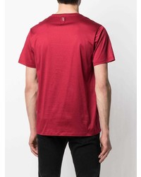 rotes besticktes T-Shirt mit einem Rundhalsausschnitt von Billionaire