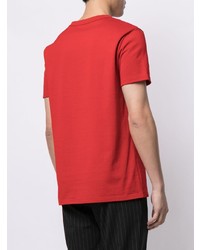 rotes besticktes T-Shirt mit einem Rundhalsausschnitt von Alexander McQueen