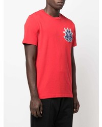 rotes besticktes T-Shirt mit einem Rundhalsausschnitt von Moncler