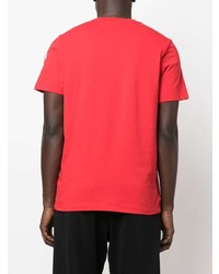 rotes besticktes T-Shirt mit einem Rundhalsausschnitt von Moncler