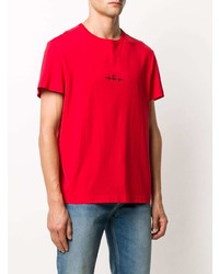 rotes besticktes T-Shirt mit einem Rundhalsausschnitt von Maison Margiela