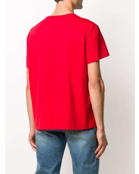 rotes besticktes T-Shirt mit einem Rundhalsausschnitt von Maison Margiela