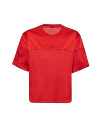 rotes besticktes T-Shirt mit einem Rundhalsausschnitt von Fendi