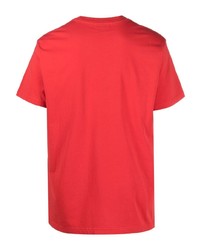 rotes besticktes T-Shirt mit einem Rundhalsausschnitt von Maison Labiche
