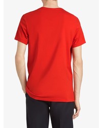 rotes besticktes T-Shirt mit einem Rundhalsausschnitt von Burberry