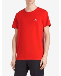 rotes besticktes T-Shirt mit einem Rundhalsausschnitt von Burberry