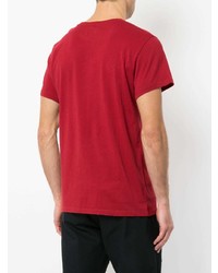 rotes besticktes T-Shirt mit einem Rundhalsausschnitt von Kent & Curwen