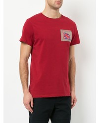 rotes besticktes T-Shirt mit einem Rundhalsausschnitt von Kent & Curwen