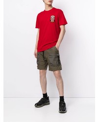 rotes besticktes T-Shirt mit einem Rundhalsausschnitt von DSQUARED2