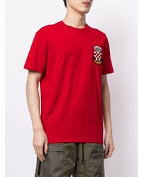 rotes besticktes T-Shirt mit einem Rundhalsausschnitt von DSQUARED2