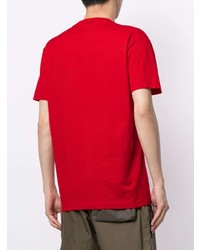 rotes besticktes T-Shirt mit einem Rundhalsausschnitt von DSQUARED2