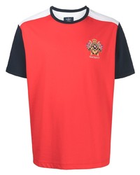 rotes besticktes T-Shirt mit einem Rundhalsausschnitt von Hackett