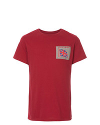 rotes besticktes T-Shirt mit einem Rundhalsausschnitt von Kent & Curwen