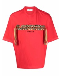 rotes besticktes T-Shirt mit einem Rundhalsausschnitt von Lanvin