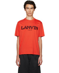 rotes besticktes T-Shirt mit einem Rundhalsausschnitt von Lanvin