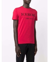 rotes besticktes T-Shirt mit einem Rundhalsausschnitt von Iceberg