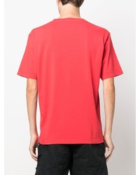 rotes besticktes T-Shirt mit einem Rundhalsausschnitt von Stone Island