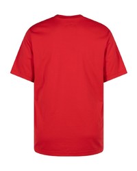 rotes besticktes T-Shirt mit einem Rundhalsausschnitt von Supreme