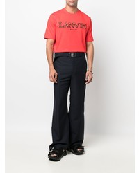 rotes besticktes T-Shirt mit einem Rundhalsausschnitt von Lanvin