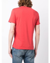 rotes besticktes T-Shirt mit einem Rundhalsausschnitt von Polo Ralph Lauren