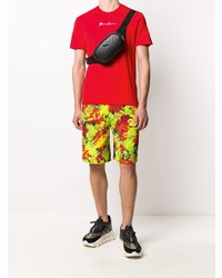 rotes besticktes T-Shirt mit einem Rundhalsausschnitt von Versace