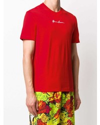 rotes besticktes T-Shirt mit einem Rundhalsausschnitt von Versace