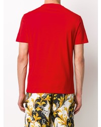 rotes besticktes T-Shirt mit einem Rundhalsausschnitt von Versace