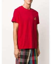 rotes besticktes T-Shirt mit einem Rundhalsausschnitt von Loewe