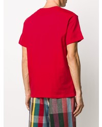 rotes besticktes T-Shirt mit einem Rundhalsausschnitt von Loewe