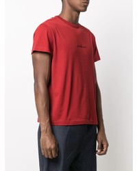 rotes besticktes T-Shirt mit einem Rundhalsausschnitt von Maison Margiela