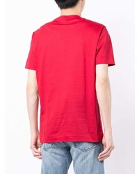 rotes besticktes T-Shirt mit einem Rundhalsausschnitt von Emporio Armani