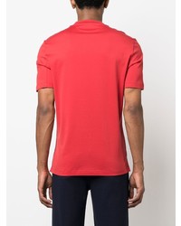 rotes besticktes T-Shirt mit einem Rundhalsausschnitt von Brunello Cucinelli