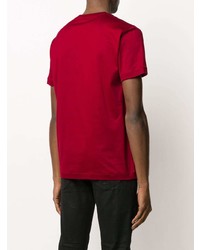 rotes besticktes T-Shirt mit einem Rundhalsausschnitt von Alexander McQueen