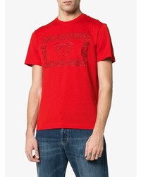 rotes besticktes T-Shirt mit einem Rundhalsausschnitt von Versace