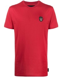 rotes besticktes T-Shirt mit einem Rundhalsausschnitt von Philipp Plein