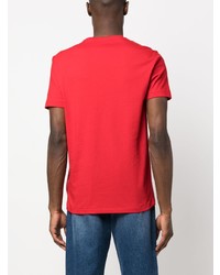 rotes besticktes T-Shirt mit einem Rundhalsausschnitt von Polo Ralph Lauren